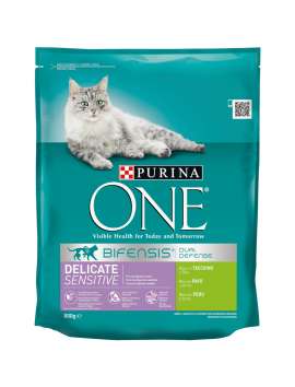 PURINA ONE Gatos Digestión Sensible rico en Pavo y Arroz 800g