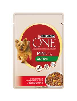 ONE MINI Perro Mini Active Buey, Patatas y Znahoria en Salsa 100g