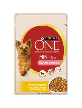 ONE MINI Perro Mini Weight Control Pavo, Zanahoria y Guisantes en Salsa 100g