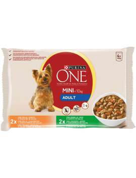 ONE MINI Perro Mini Adulto Pollo y Cordero en Salsa 4x100g