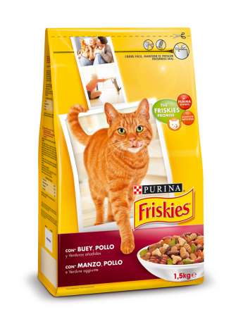 PURINA FRISKIES Gato Adulto con Buey, Pollo y Verduras añadidas 1,5kg