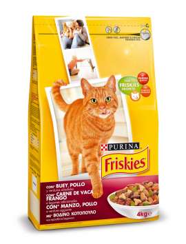 PURINA FRISKIES Gato Adulto con Buey, Pollo y Verduras añadidas 4kg