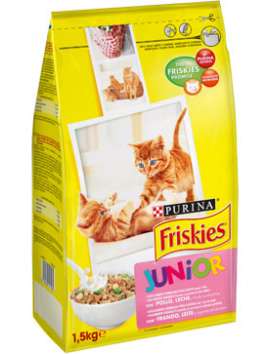 PURINA FRISKIES Gato Junior con Pollo, Leche y Verduras añadidas 1,5kg