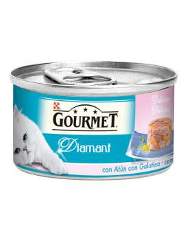 PURINA GOURMET DIAMANT Finas Lonchas en Gelatina con Atún y Gambas 4x85g