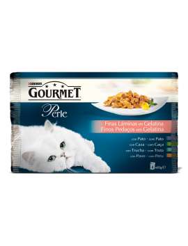 PURINA GOURMET PERLE Finas Láminas en Gelatina Pack Surtido sobres 4x85g