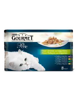 PURINA GOURMET PERLE Finas Láminas con Verduras Pack Surtido sobres 4x85g