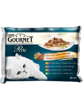 PURINA GOURMET PERLE Finas Láminas Duo con Carnes delicadas Pack Surtido sobres 4x85g