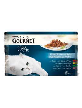 PURINA GOURMET PERLE Finas Láminas en Salsa Pack Surtido sobres 4x85g