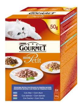 PURINA GOURMET MON PETIT Selección de Pescados Pack Surtido sobres 6x50g