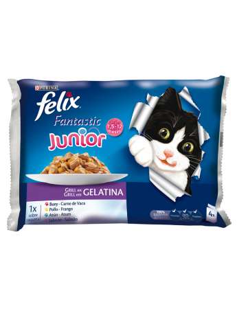 PURINA FELIX FANTASTIC JUNIOR Selecciones Favoritas Pack surtido sobres 4x100g