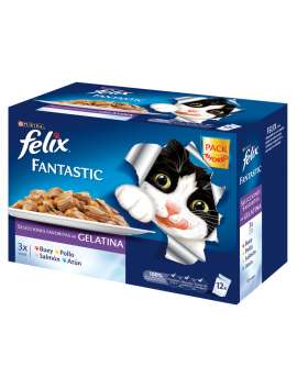 PURINA FELIX FANTASTIC Selecciones Favoritas en Gelatina Pack sobres 12x100g