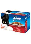 PURINA FELIX Selección de Carnes en Gelatina Pack surtido sobres 12x100g