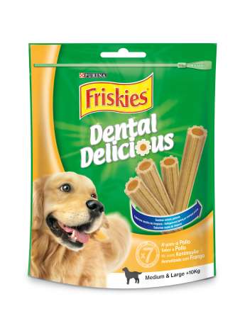 PURINA FRISKIES Dental Delicious Snack Perro Mediano y Grande con Pollo 200g